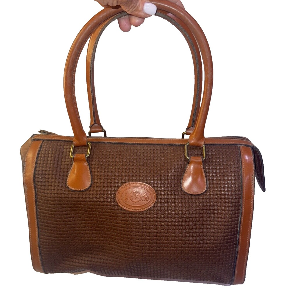 Vintage JR Julius Resnick Monogram Lining Leather Woven Purse Satchel Bag USA